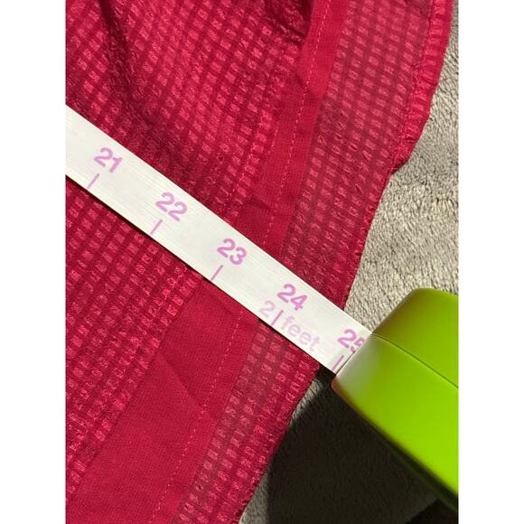 Anthro Maeve SZ 14 Magenta Gingham Top Cold Shoulder Micro Plaid Flutter Sleeve - Picture 10 of 10